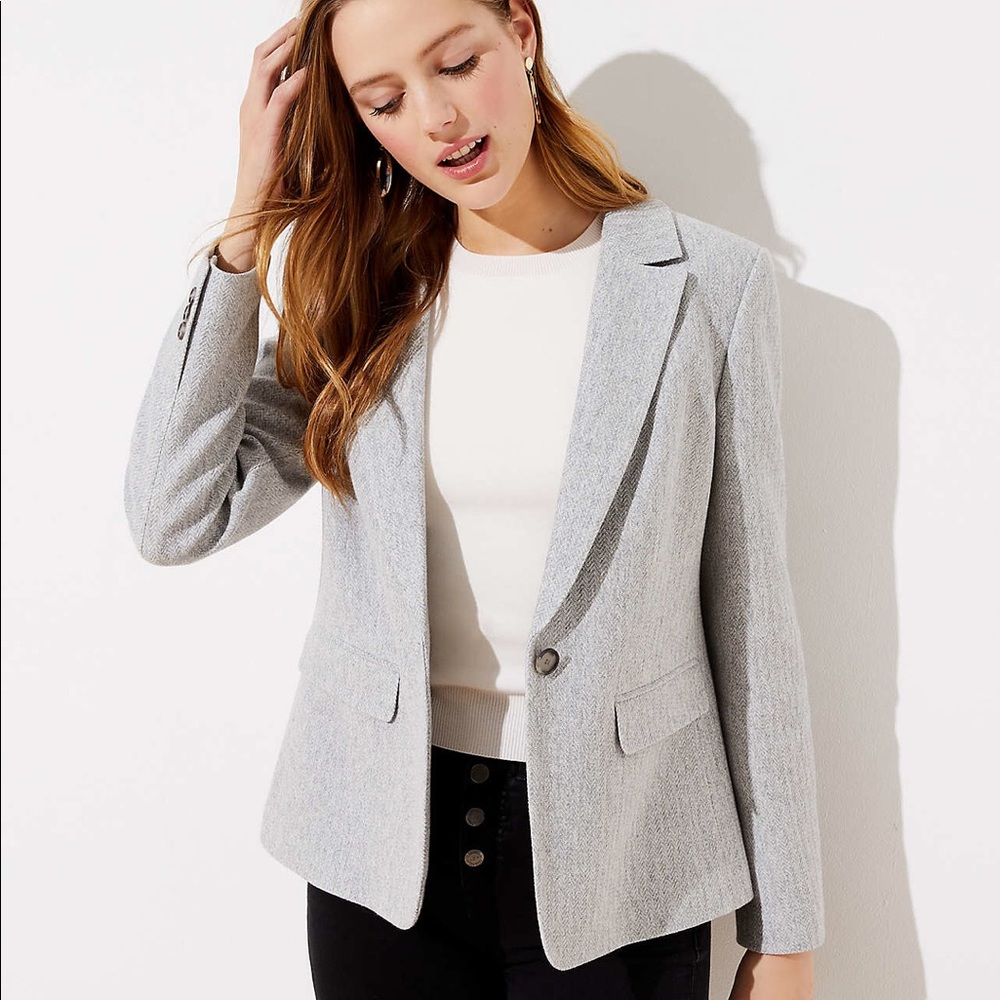 LOFT Herringbone Knit Modern Blazer Size 14 NWT
